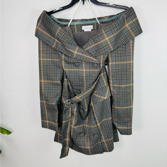 Lovers and Friends x Revolve Lara Blazer plaid Metallic Stripe Sparkle SuitDress - Picture 2 of 8